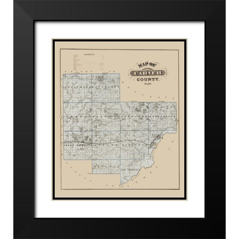 Carver Minnesota Landowner - Andreas 1874 Black Modern Wood Framed Art Print with Double Matting by Andreas