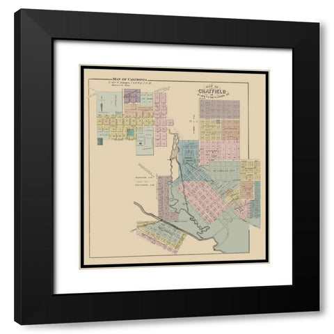 Chatfield, Caledonia Minnesota - Andreas 1874 Black Modern Wood Framed Art Print with Double Matting by Andreas
