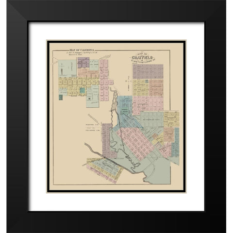 Chatfield, Caledonia Minnesota - Andreas 1874 Black Modern Wood Framed Art Print with Double Matting by Andreas