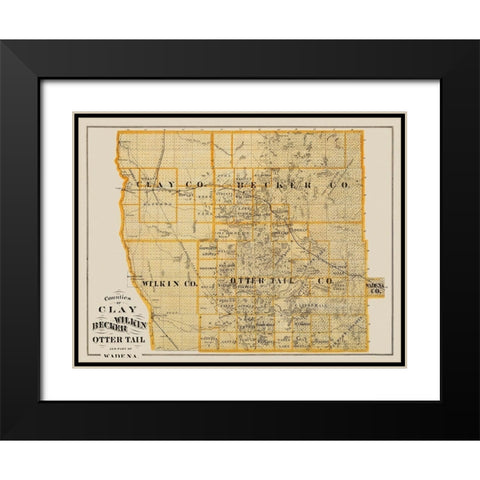 Clay Minnesota Landowner - Andreas 1874 Black Modern Wood Framed Art Print with Double Matting by Andreas