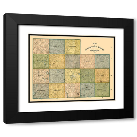 Cottonwood County Minnesota - Peterson 1898  Black Modern Wood Framed Art Print with Double Matting by Peterson