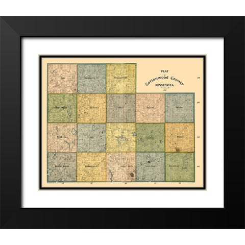 Cottonwood County Minnesota - Peterson 1898  Black Modern Wood Framed Art Print with Double Matting by Peterson