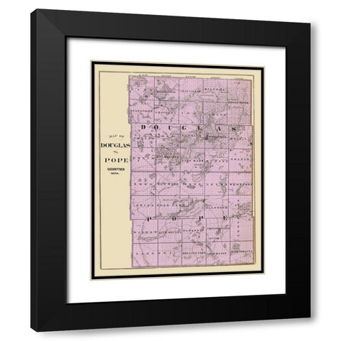Douglas  Pope Minnesota Landowner - Andreas 1874 Black Modern Wood Framed Art Print with Double Matting by Andreas