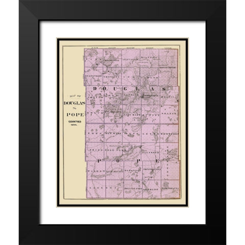 Douglas  Pope Minnesota Landowner - Andreas 1874 Black Modern Wood Framed Art Print with Double Matting by Andreas
