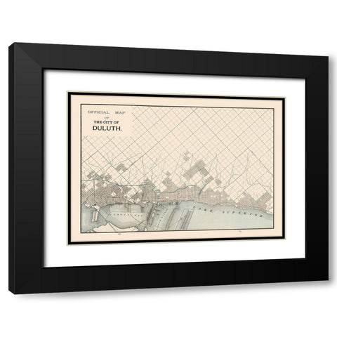 Duluth  Minnesota- Cram 1892 Black Modern Wood Framed Art Print with Double Matting by Cram