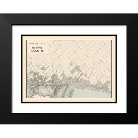 Duluth  Minnesota- Cram 1892 Black Modern Wood Framed Art Print with Double Matting by Cram