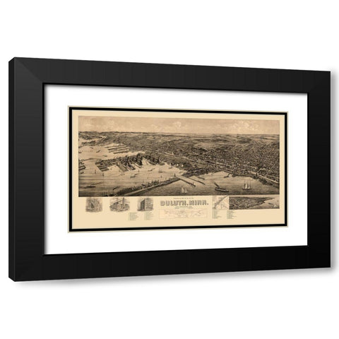 Duluth Minnesota -1893 Black Modern Wood Framed Art Print with Double Matting by Unknown