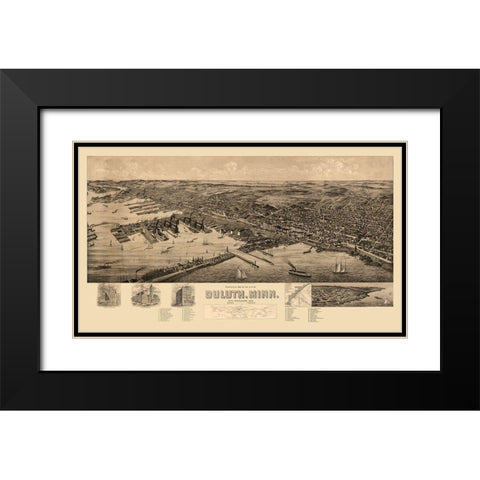 Duluth Minnesota -1893 Black Modern Wood Framed Art Print with Double Matting by Unknown