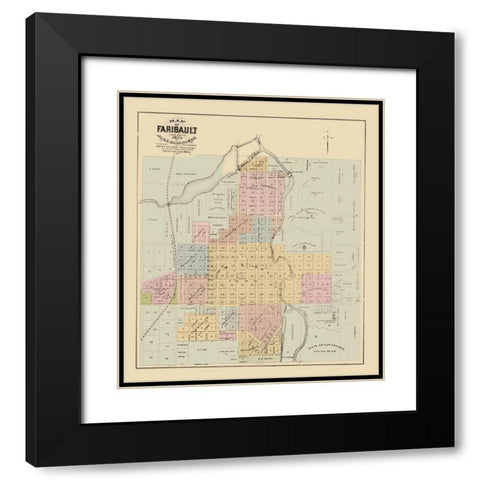 Faribault Minnesota - Andreas 1874 Black Modern Wood Framed Art Print with Double Matting by Andreas