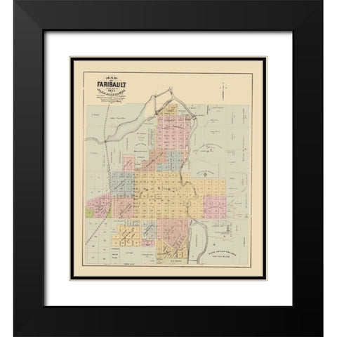 Faribault Minnesota - Andreas 1874 Black Modern Wood Framed Art Print with Double Matting by Andreas