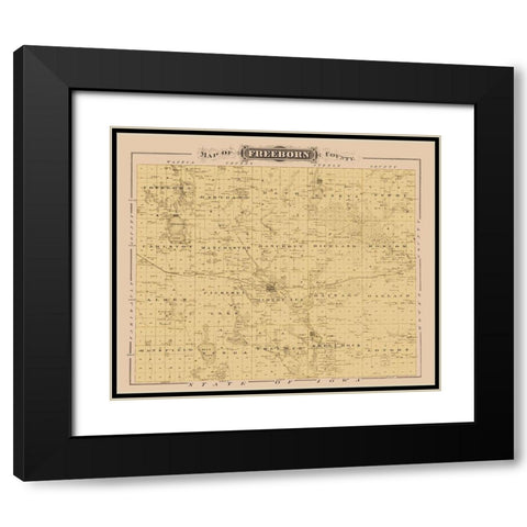 Freeborn Minnesota Landowner - Andreas 1874 Black Modern Wood Framed Art Print with Double Matting by Andreas