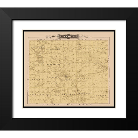Freeborn Minnesota Landowner - Andreas 1874 Black Modern Wood Framed Art Print with Double Matting by Andreas