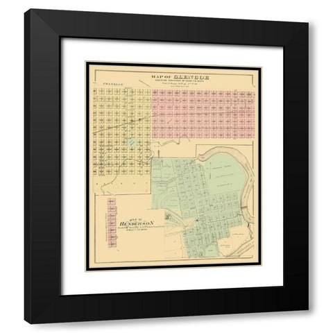 Glencoe, Henderson Minnesota - Andreas 1874 Black Modern Wood Framed Art Print with Double Matting by Andreas