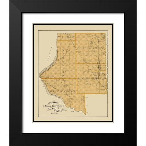 Grant Traverse Big Stone Stevens Minnesota Black Modern Wood Framed Art Print with Double Matting by Andreas