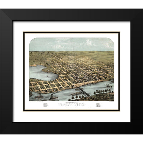 Hastings Minnesota - Ruger 1867  Black Modern Wood Framed Art Print with Double Matting by Ruger