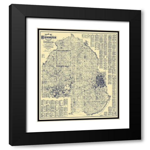 Hennepin Minnesota Landowner - Warner 1879 Black Modern Wood Framed Art Print with Double Matting by Warner