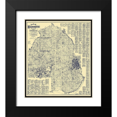 Hennepin Minnesota Landowner - Warner 1879 Black Modern Wood Framed Art Print with Double Matting by Warner