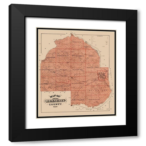 Hennepin Minnesota Landowner - Andreas 1874 Black Modern Wood Framed Art Print with Double Matting by Andreas