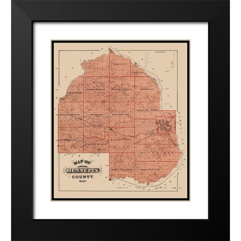 Hennepin Minnesota Landowner - Andreas 1874 Black Modern Wood Framed Art Print with Double Matting by Andreas