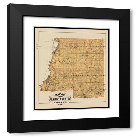 Le Sueur Minnesota Landowner - Andreas 1874 Black Modern Wood Framed Art Print with Double Matting by Andreas