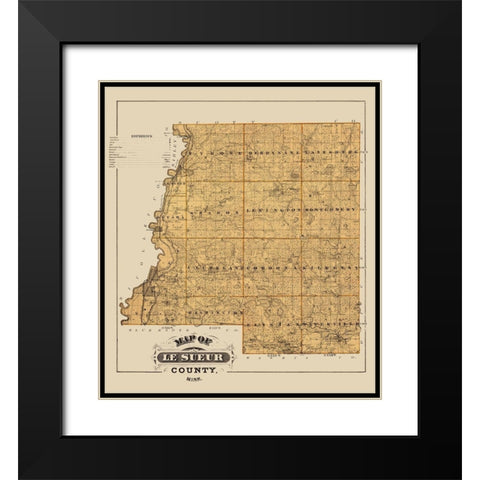 Le Sueur Minnesota Landowner - Andreas 1874 Black Modern Wood Framed Art Print with Double Matting by Andreas