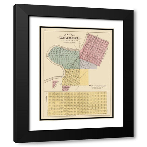 Le Sueur, Cleveland Minnesota - Andreas 1874 Black Modern Wood Framed Art Print with Double Matting by Andreas