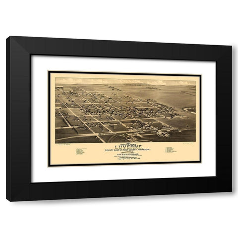 Luverne Minnesota - Stoner 1883  Black Modern Wood Framed Art Print with Double Matting by Stoner