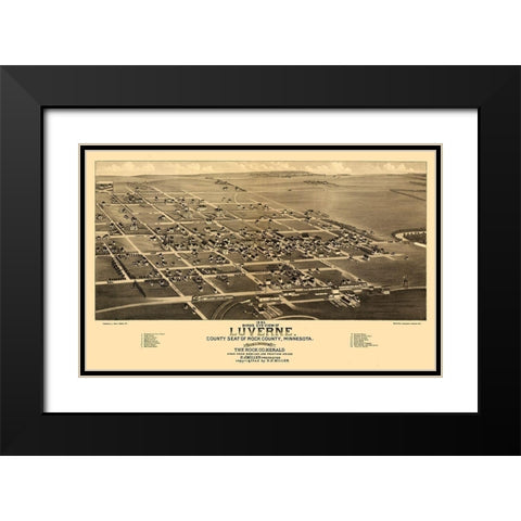 Luverne Minnesota - Stoner 1883  Black Modern Wood Framed Art Print with Double Matting by Stoner