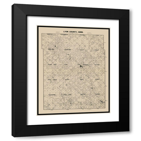 Lyon County Minnesota - Larson 1884  Black Modern Wood Framed Art Print with Double Matting by Larson