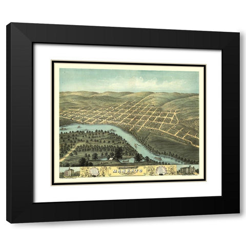 Mankato Minnesota - Stoner 1870  Black Modern Wood Framed Art Print with Double Matting by Stoner