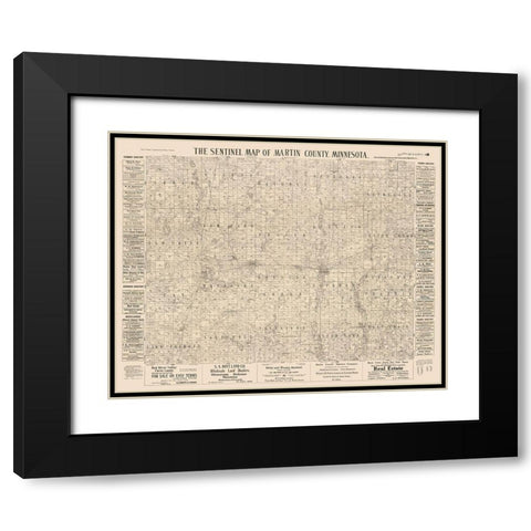 Martin County Minnesota - Day 1901  Black Modern Wood Framed Art Print with Double Matting by Day