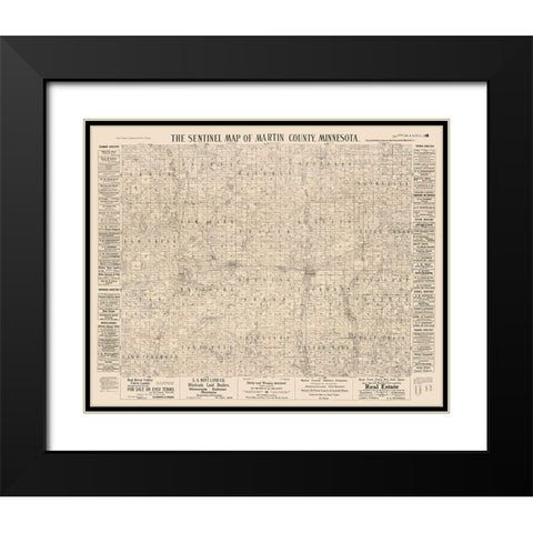 Martin County Minnesota - Day 1901  Black Modern Wood Framed Art Print with Double Matting by Day