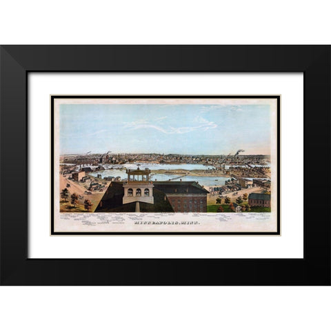 Minneapolis Minnesota - Shober 1874 Black Modern Wood Framed Art Print with Double Matting by Shober