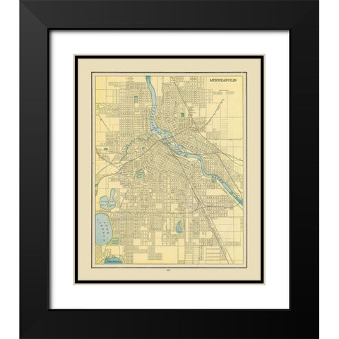 Minneapolis  Minnesota - Cram 1892 Black Modern Wood Framed Art Print with Double Matting by Cram