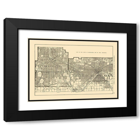 Minneapolis, St Paul  Minnesota - Reynold 1921 Black Modern Wood Framed Art Print with Double Matting by Reynold