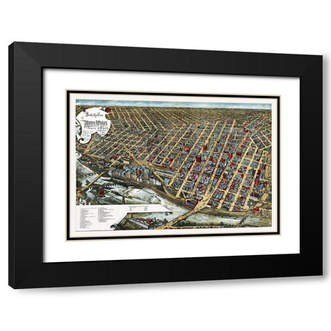 Minneapolis Minnesota - Smith 1891  Black Modern Wood Framed Art Print with Double Matting by Smith