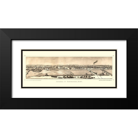 Minneapolis Minnesota - Hageboeck 1873  Black Modern Wood Framed Art Print with Double Matting by Hageboeck