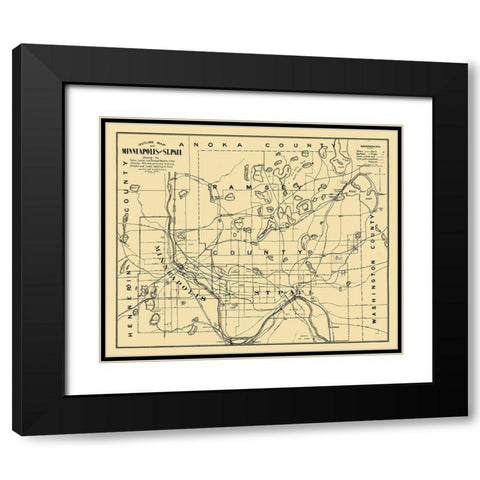 Minneapolis St Paul Minnesota - Blodgett 1897  Black Modern Wood Framed Art Print with Double Matting by Blodget