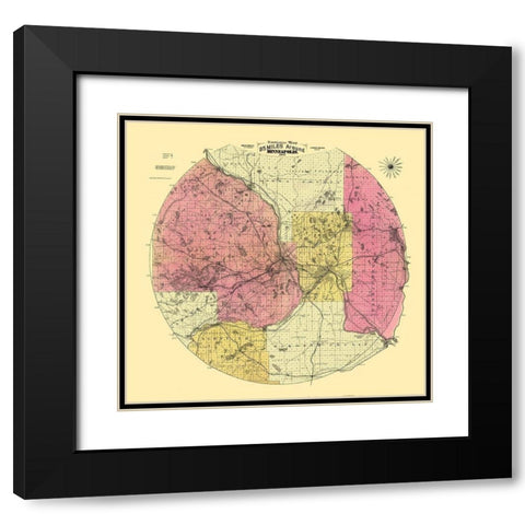 Minneapolis Minnesota - Cooley 1881  Black Modern Wood Framed Art Print with Double Matting by Cooley