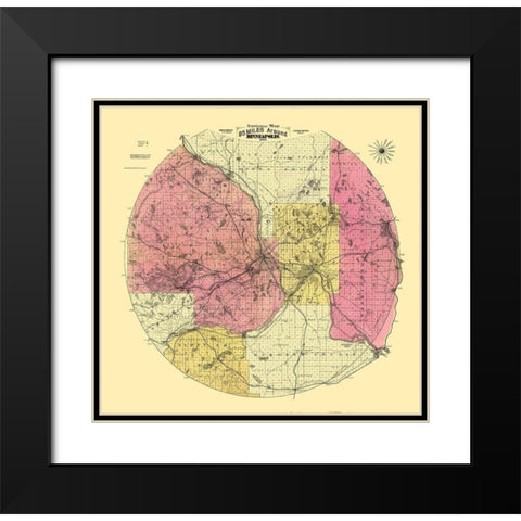 Minneapolis Minnesota - Cooley 1881  Black Modern Wood Framed Art Print with Double Matting by Cooley