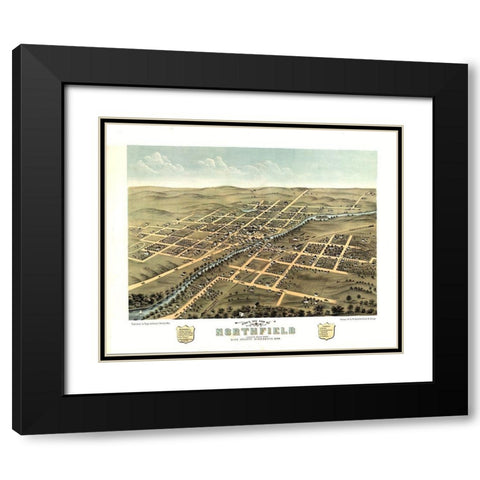 Northfield Minnesota - Stoner 1869  Black Modern Wood Framed Art Print with Double Matting by Stoner