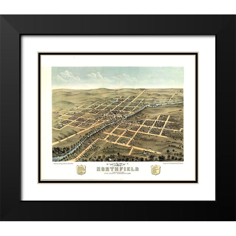 Northfield Minnesota - Stoner 1869  Black Modern Wood Framed Art Print with Double Matting by Stoner