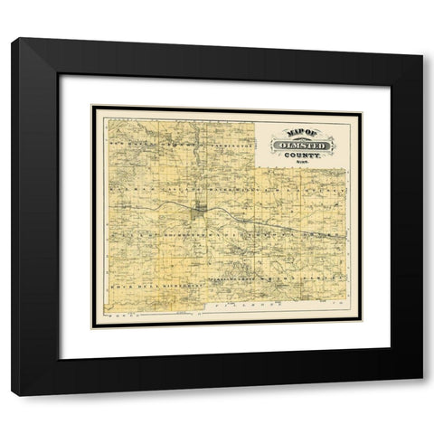 Olmsted Minnesota Landowner - Andreas 1874 Black Modern Wood Framed Art Print with Double Matting by Andreas