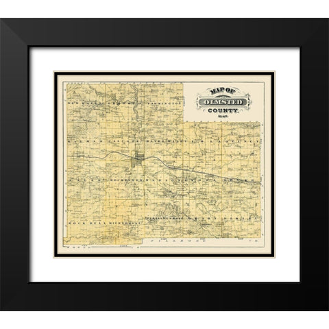 Olmsted Minnesota Landowner - Andreas 1874 Black Modern Wood Framed Art Print with Double Matting by Andreas