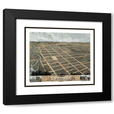 Owatonna Minnesota - Stoner 1870  Black Modern Wood Framed Art Print with Double Matting by Stoner