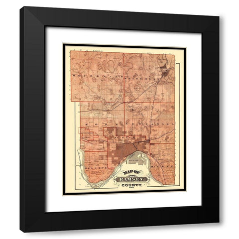 Ramsey Minnesota Landowner - Andreas 1874 Black Modern Wood Framed Art Print with Double Matting by Andreas