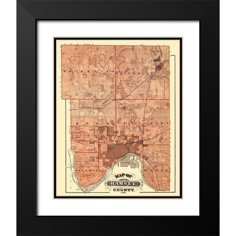 Ramsey Minnesota Landowner - Andreas 1874 Black Modern Wood Framed Art Print with Double Matting by Andreas