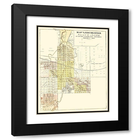 Rochester Minnesota - Andreas 1874 Black Modern Wood Framed Art Print with Double Matting by Andreas