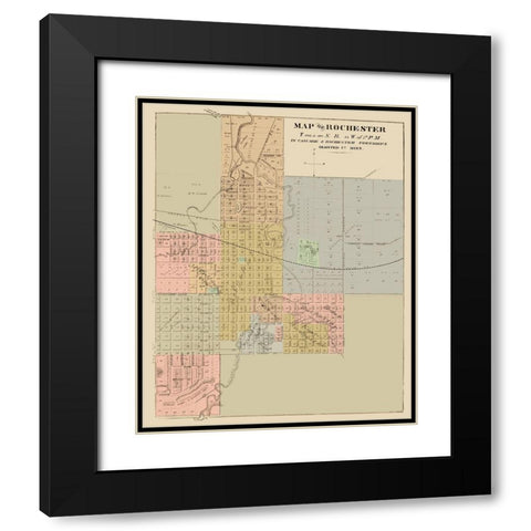 Rochester Minnesota - Andreas 1874 Black Modern Wood Framed Art Print with Double Matting by Andreas