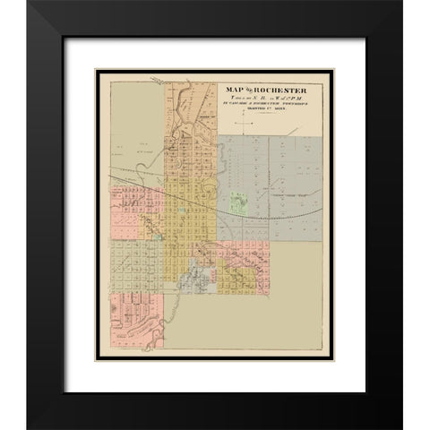 Rochester Minnesota - Andreas 1874 Black Modern Wood Framed Art Print with Double Matting by Andreas
